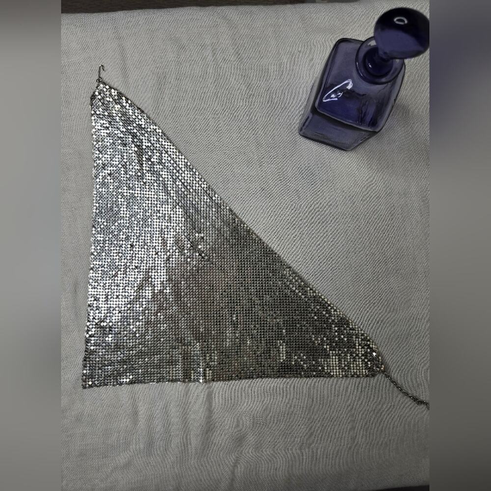 Whiting and Davis Mesh Mates Bib Cowl Necklace Silver - Picture 5 of 6